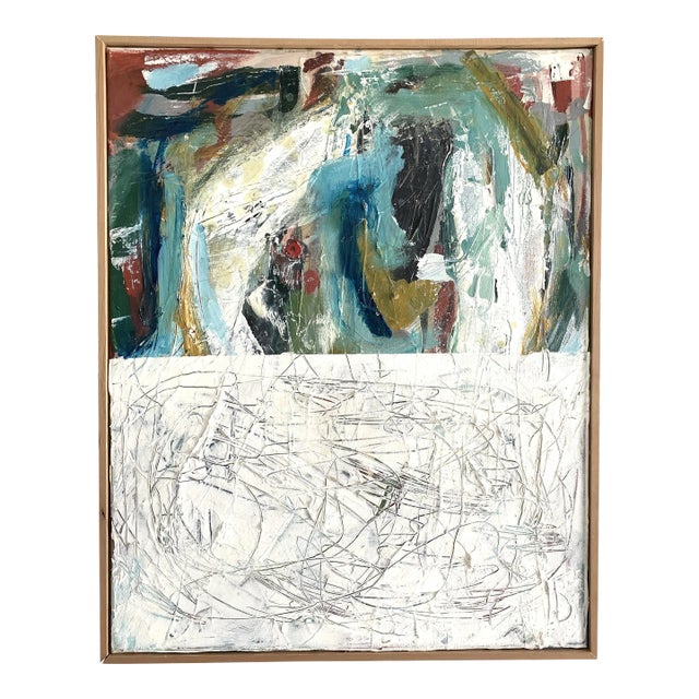 Framed Contemporary Abstract Expressionist Acrylic Painting on Canvas For Sale