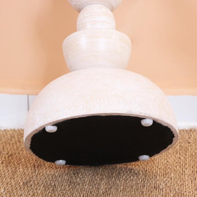 Rheva Round Oak Wood Side Table For Sale - Image 6 of 7