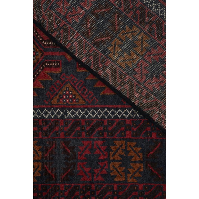 Textile Rug & Kilim’s BaluRug & Kilim’s Baluch Tribal Rug With Burgundy and Navy Blue Geometric Patterns For Sale - Image 7 of 8