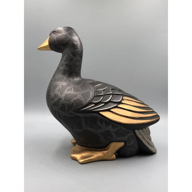 Lastra Portugal Goose in Guild Black Ceramic, 1980s For Sale - Image 3 of 11