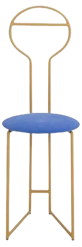 Joly Chairdrobe in Gold with High Back and Indaco Velvet by Colé Italia