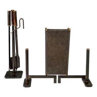 Fireplace Set by Afra & Tobia Scarpa for Dimensione Fuoco, Italy, 1970s, Set of 7 For Sale