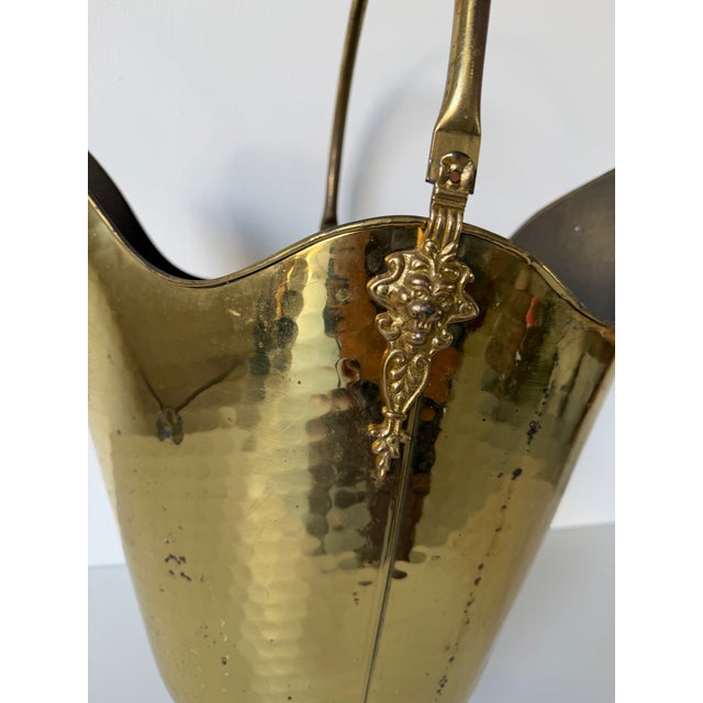 1960s Vintage Hammered Brass Coal Scuttle Fireplace Bucket For Sale - Image 5 of 13