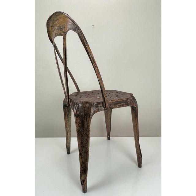 Brown Industrial Metal Chair attributed to Joseph Mathieu & Pierre Benite, France, 1950s For Sale - Image 8 of 17