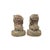 Pair Rustic Chinese Wood Foo Dog Lion Round Base FengShui Figures For Sale - Image 4 of 6