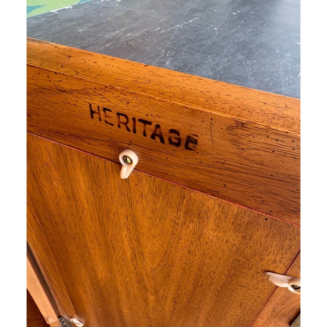 Mid Century Heritage Slate Top Petite Credenza W Reversible Door Panels For Sale - Image 14 of 17