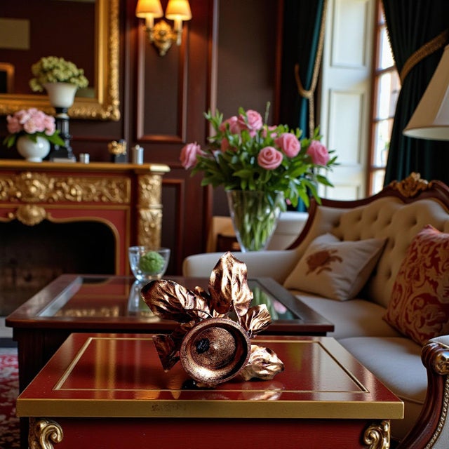 1970s 1970s Leaves on the Vine, Walter Hatches Co Gilded Toleware Centerpiece - Made in Italy For Sale - Image 5 of 13