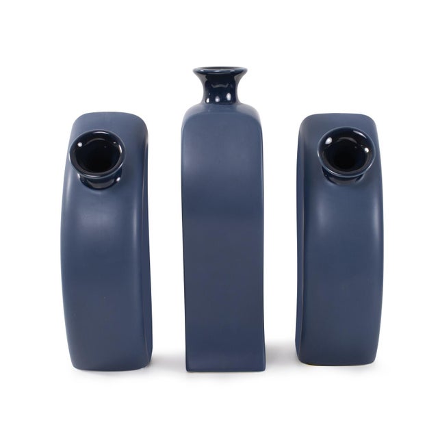 Blue Delft Blue 3 Piece Floral Vase For Sale - Image 8 of 11