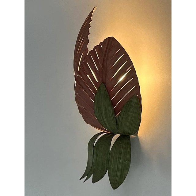 Mid-Century Double Leaf Floral Sconce by Holländer Leuchten, Germany, 1970s For Sale - Image 17 of 18
