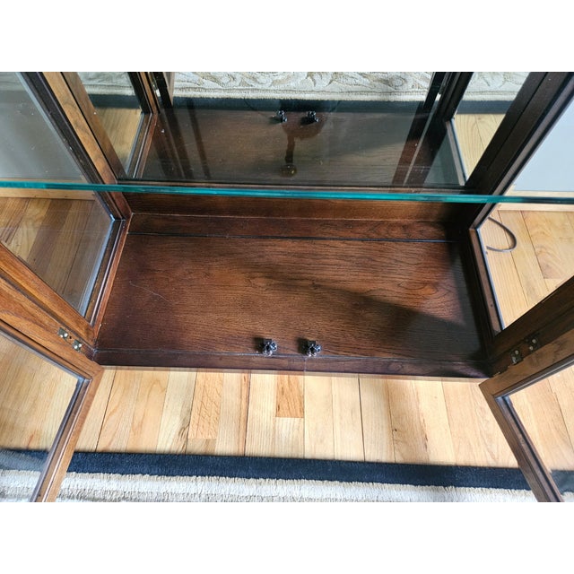 1980s Henredon Scene One Campaign Curio Cabinet Bookcase Display Hutch China Cabinet For Sale - Image 10 of 12