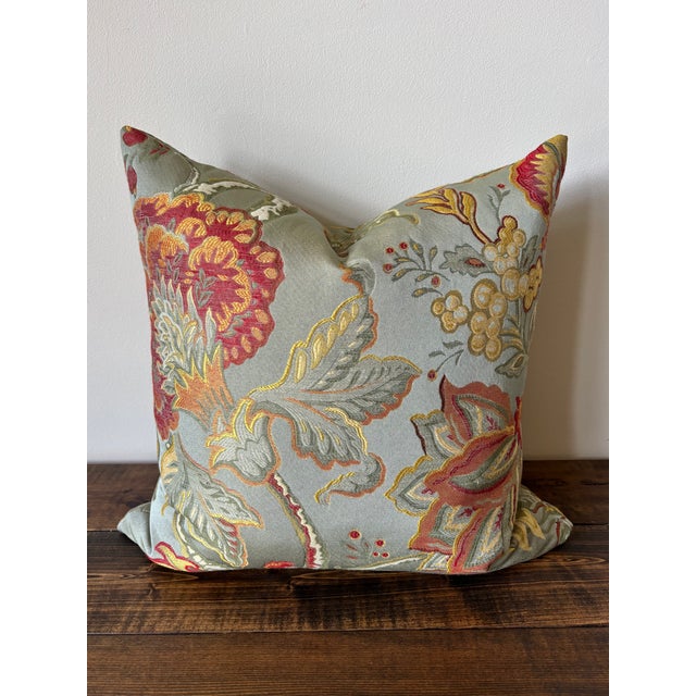 Floral Brocade Feather Down Pillow For Sale - Image 6 of 6