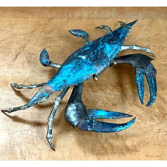 Mid 20th Century Vintage Patinated Metal Crab Figure For Sale - Image 5 of 12