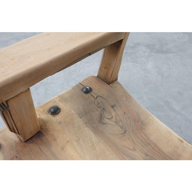 Brutalist Armchair with Carved Rosettes and Nailed Wooden Seat, Spain, 1950s For Sale - Image 13 of 16
