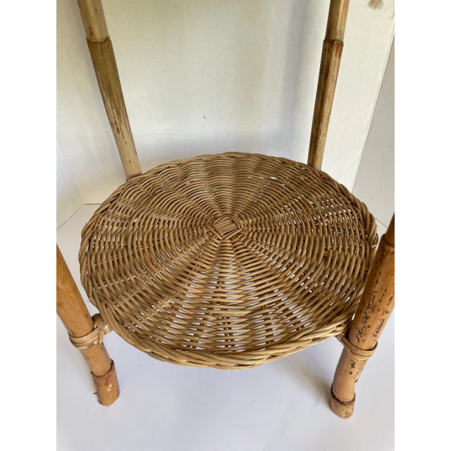Wood Woven Natural Wicker and Bamboo Lidded Knitting Basket Rack For Sale - Image 7 of 12