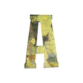 Large Yellow Metal Marquee Letter A For Sale
