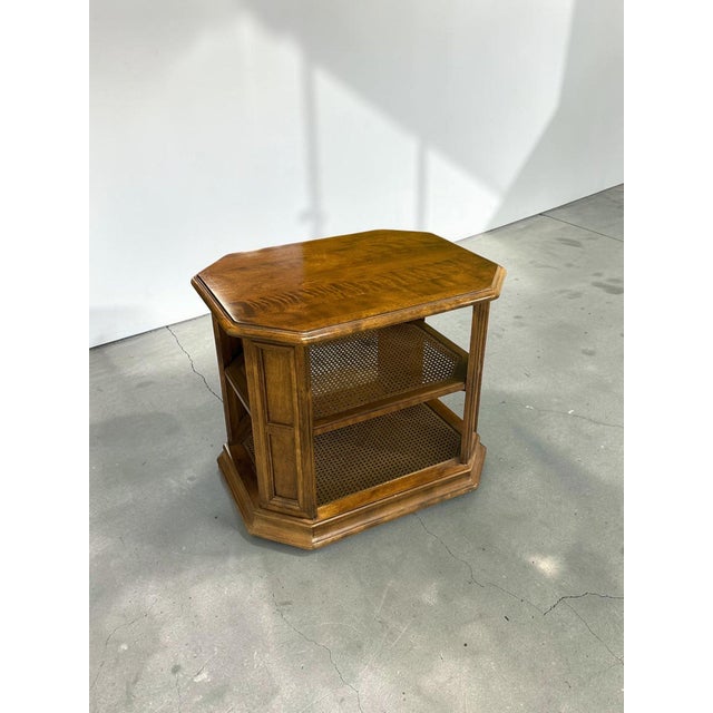 Late 20th Century Ethan Allen Caned Manor Side Table For Sale - Image 10 of 12