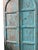 Antique Turquoise Indian Arched Mehrab Painted Teak Wood Doors 87 For Sale - Image 4 of 5