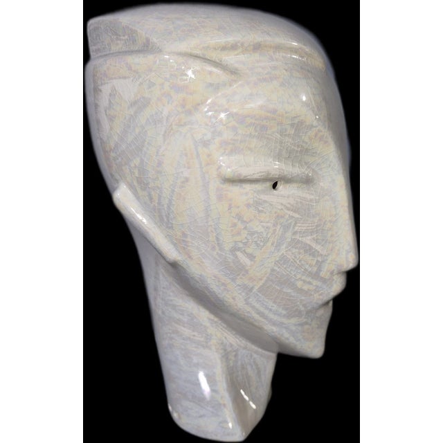 Art Deco Iridescent Crackle Glaze Porcelain Head For Sale - Image 10 of 11