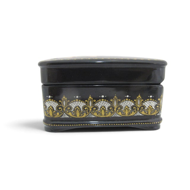 Russian Kholuy Panoramic Saint Petersburg Hand Painted Lacquer Casket Box Signed For Sale - Image 13 of 16
