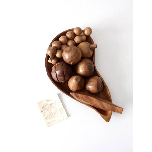 Mid-Century Monkey Pod Wood Fruit and Bowl For Sale - Image 10 of 10