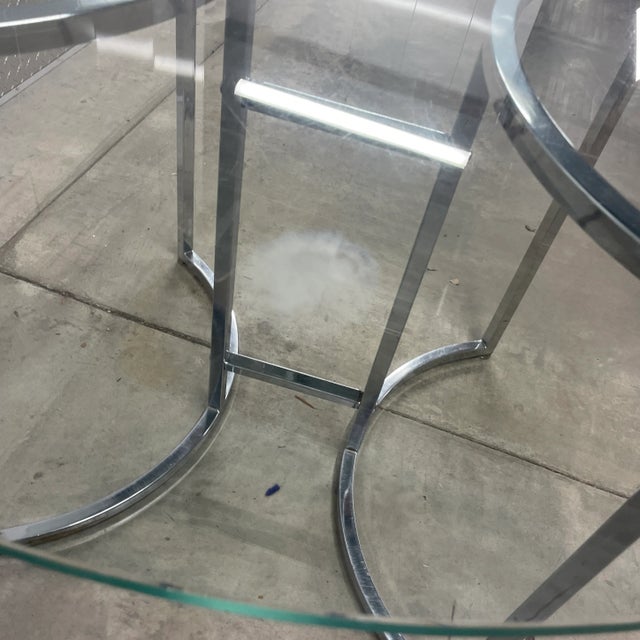 Cal-Style Chrome and Glass Cal-Style Breakfast Dining Table For Sale - Image 4 of 6