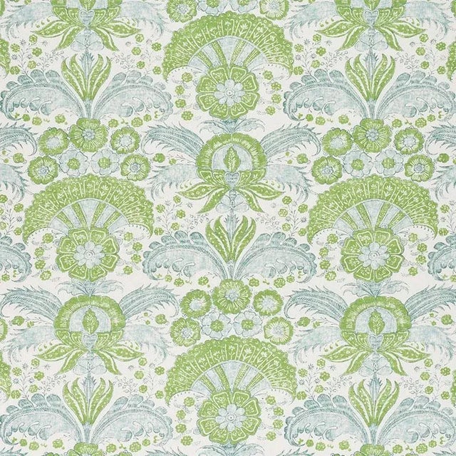 Traditional Sample - Schumacher Calicut Fabric in Leaf For Sale - Image 3 of 3
