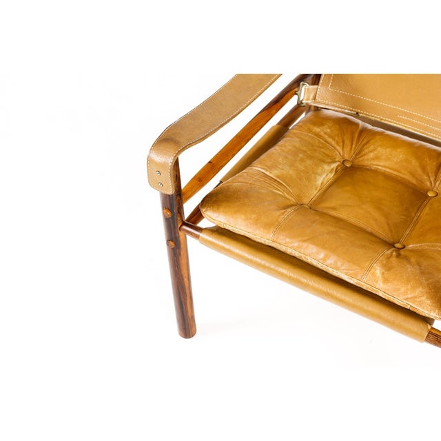 1960s Danish Modern Mid Century Rosewood Sirocco Lounge Chair – Arne Norell — Tan Leather Sling For Sale - Image 10 of 11