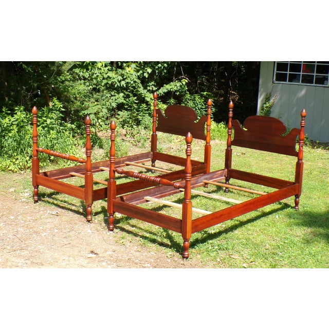 Vintage Pair Cherry Poster Beds Twin Bed Frames For Sale - Image 10 of 12