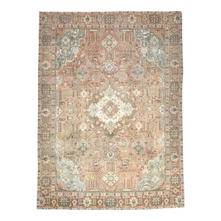 1960s Vintage Persian Handmade Wool Cotton Brown Area Rug For Sale