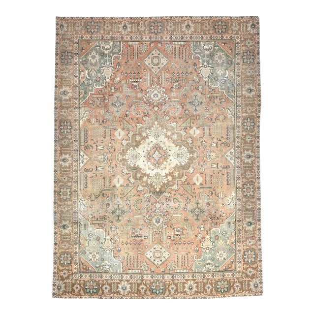 1960s Vintage Persian Handmade Wool Cotton Brown Area Rug For Sale