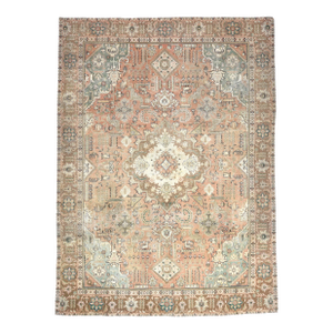 1960s Vintage Persian Handmade Wool Cotton Brown Area Rug