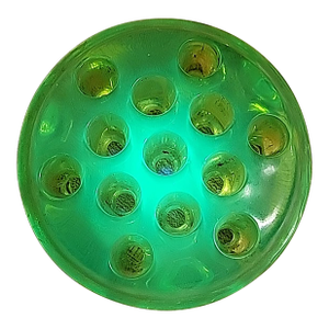 Vintage Uranium Glass Flower Frog Green 1930s
