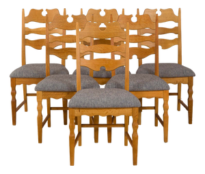 Danish Oak Razor Chairs by Henning Kjærnulf for EG Kvalitetsmøbler, 1960s, Set of 6