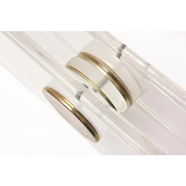 Karl Springer Sculptural Lucite Cocktail Table Base With Brass Caps, 1980's For Sale - Image 9 of 10