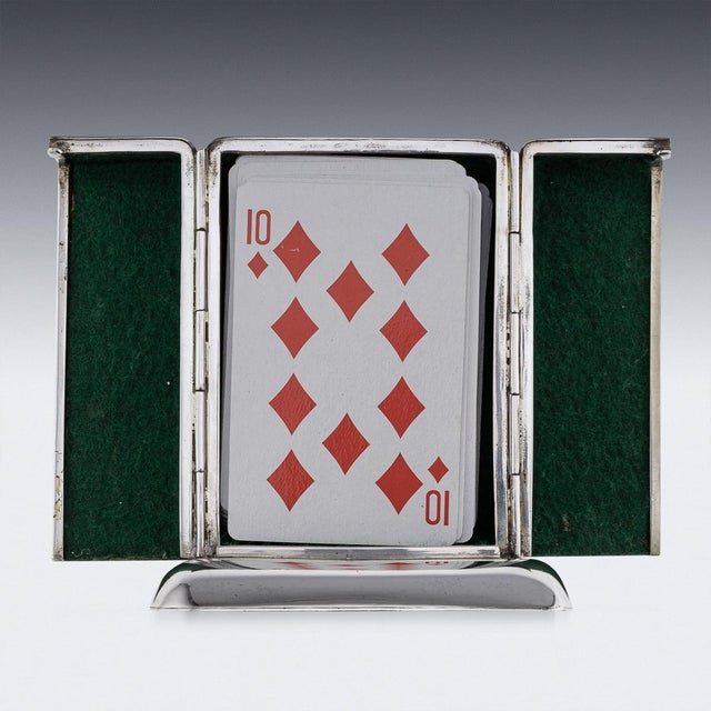 Vintage Canadian Silver and Enamel Playing Cards Box, 1920 For Sale - Image 17 of 18