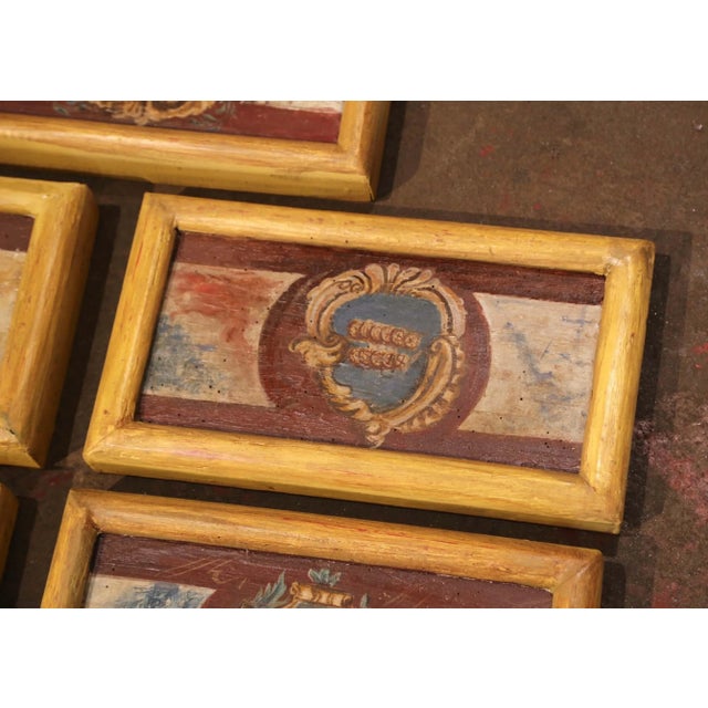 Mid-19th Century Italian Framed Hand Painted Wooden Wall Decors - Set of Seven For Sale In Dallas - Image 6 of 9