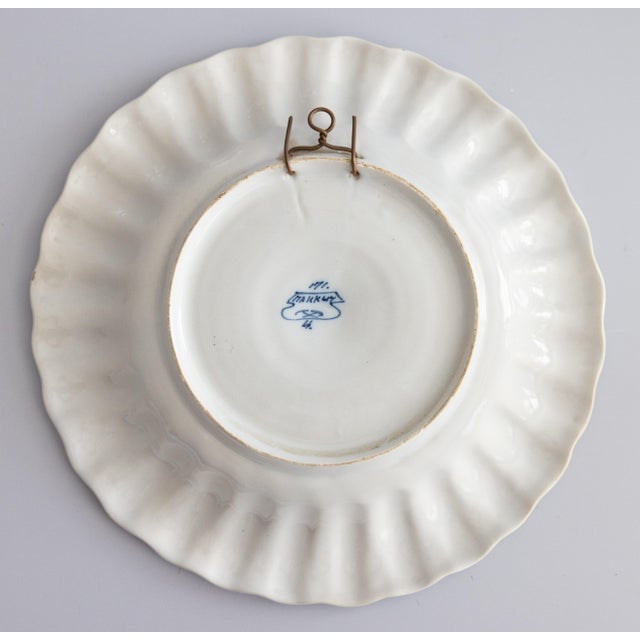 Antique Dutch Delft Faience Makkum Scalloped Lobed Floral Wall Charger Plate, Circa 1920 For Sale In Houston - Image 6 of 8
