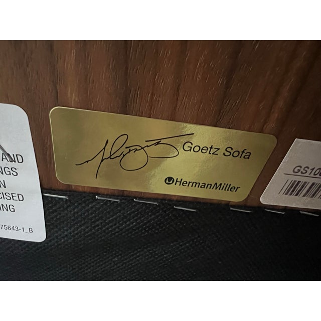 Mid Century Modern Herman Miller Mark Goetz Walnut and Leather Sofa 2017 Production For Sale - Image 12 of 12