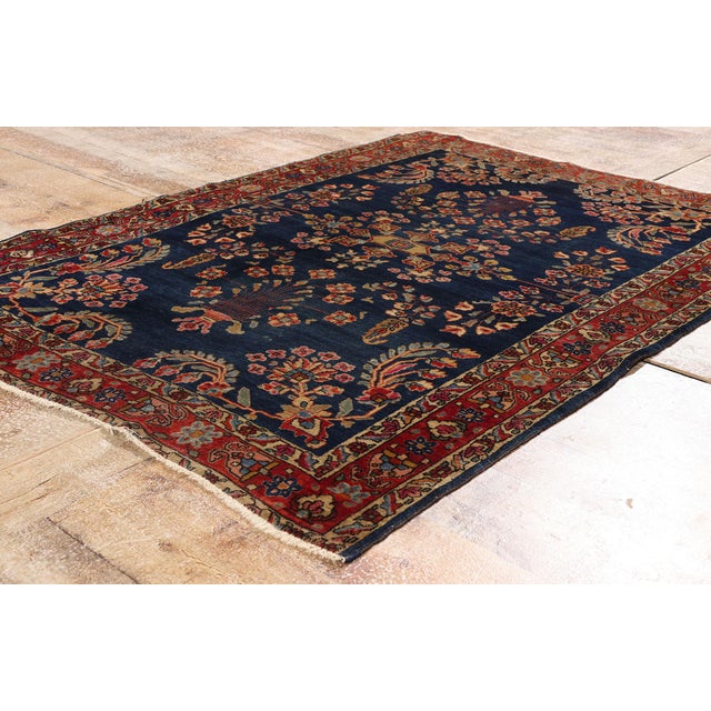 Antique Persian Mohajeran Sarouk Rug, 03'05 X 04'09 For Sale - Image 9 of 10