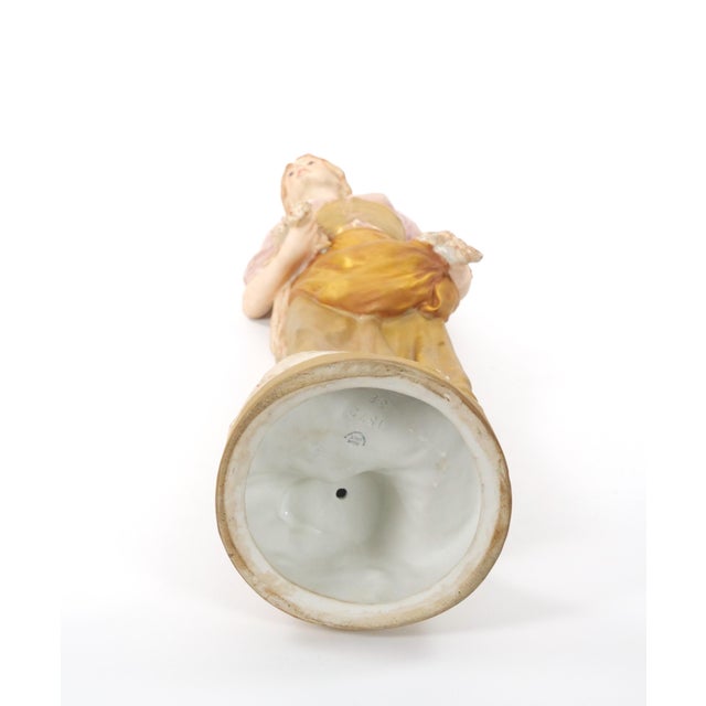 20th Century Hand Painted/Gilt Decorated Porcelain Decorative Woman's Sculpture For Sale - Image 11 of 12