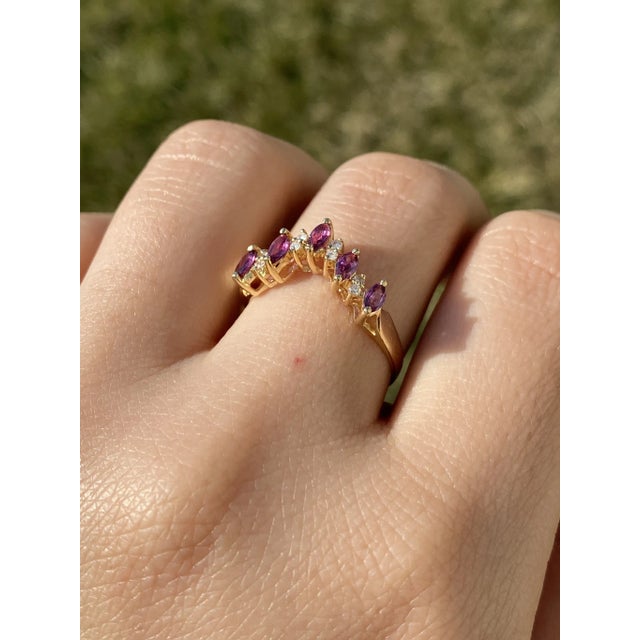 The Beal Lane: Ladies 14K Angled Band set with Rubies and Diamonds. Introducing our stunning 14 karat yellow gold angled...