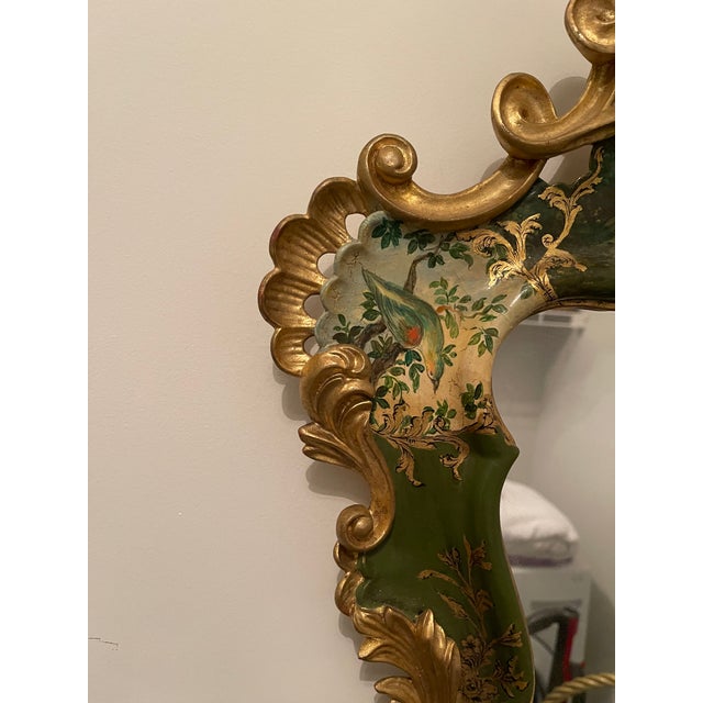 Vintage Hand Painted Italian Venetian Mirror With Elaborate Gold Decoration For Sale In Philadelphia - Image 6 of 11