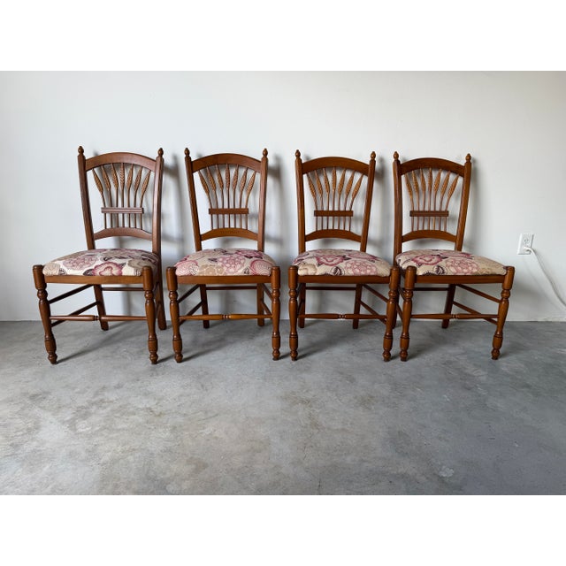 French Provincial Vintage Italian Country French Provincial Wheat Sheaf Back Dining Chairs – Set of 6 For Sale - Image 3 of 12