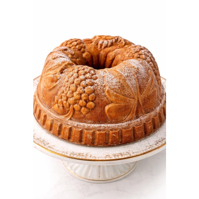 Mid 20th century German copper cake and jelly mold with richly sculptural fruit and harvest motifs in high relief. The...