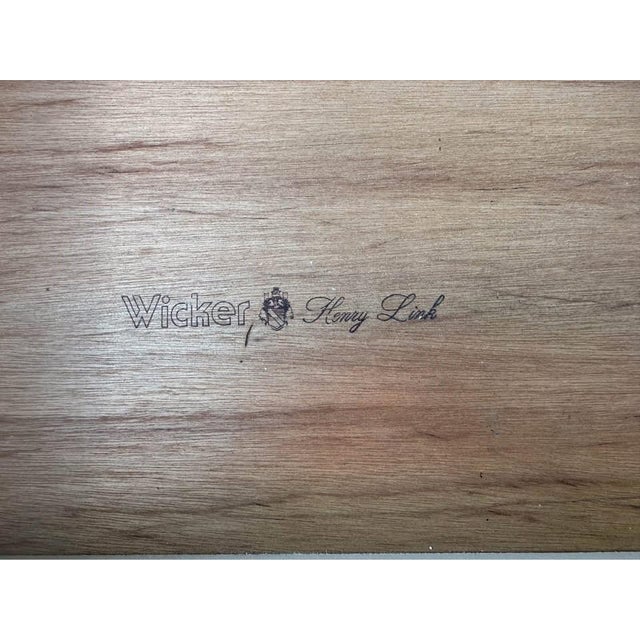 1980s Henry Link Lexington Coastal Wicker Étagère 1980s - Newly Painted in Sage For Sale - Image 5 of 6