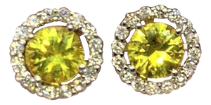 Diamond Sapphire Earrings 14k Gold Stud 1.74 TCW Certified