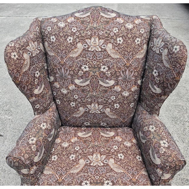 Hickory Chair Furniture Company Vintage Hickory Chair Co Wingback William Morris Strawberry Thief Fabric For Sale - Image 4 of 18
