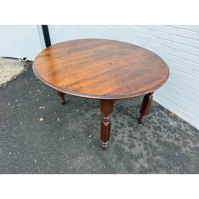 Victorian Antique Victorian Style Walnut Dining Table With 1 Leaf. For Sale - Image 3 of 15