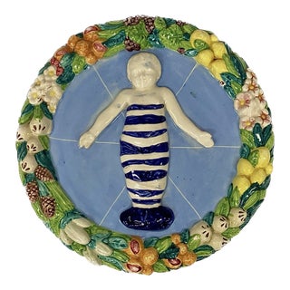 Italian Della Robbia Ceramic Christ Child Plaque For Sale