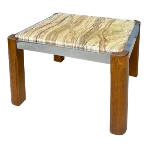 Modern Onyx Coffee Table With Wood + Chrome Base